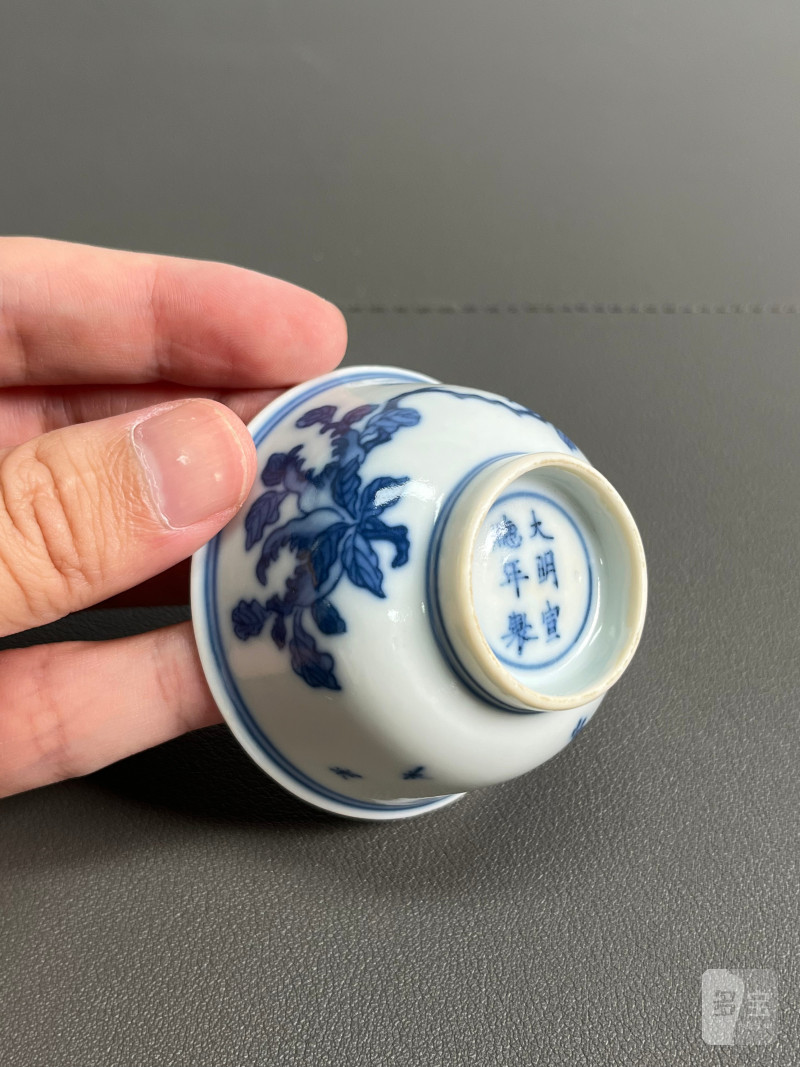 清康熙 青花瑞果纹杯 - 图9